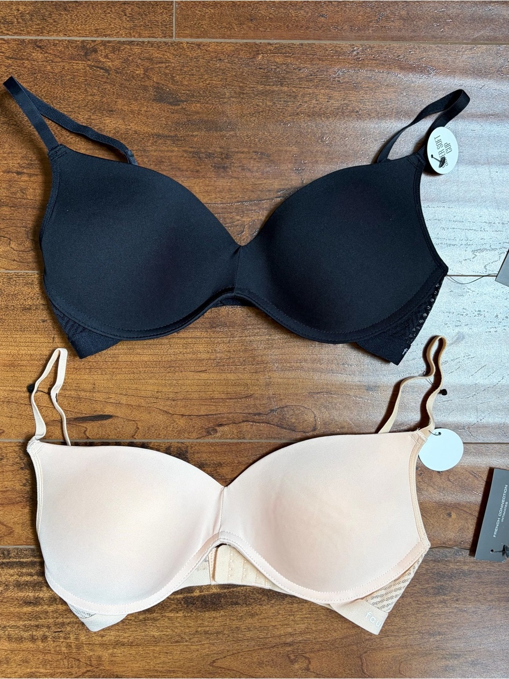 BNWT French Connection Super Soft Cup Bra 34C Set in Black & Nude